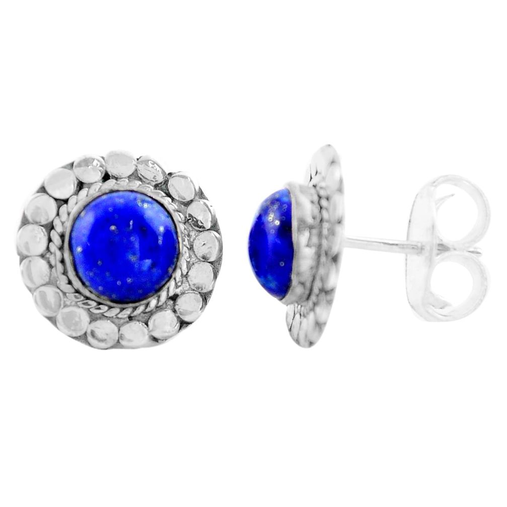 5.22cts natural blue lapis lazuli 925 sterling silver stud earrings p74661