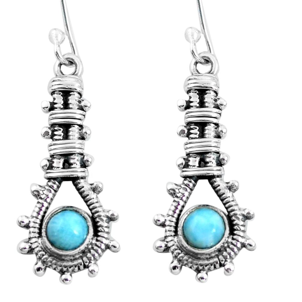 1.64cts natural blue larimar 925 sterling silver dangle earrings jewelry d31583