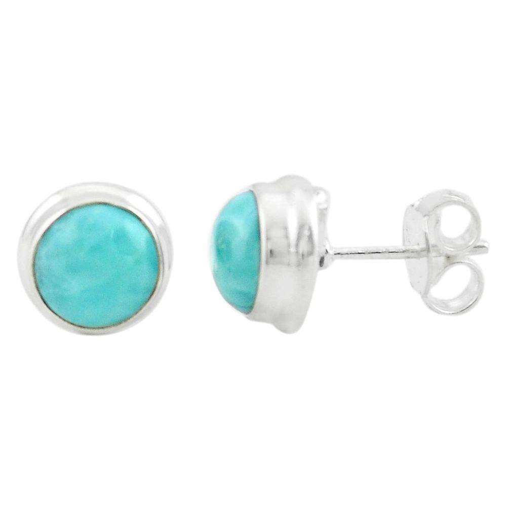 6.21cts natural blue larimar 925 sterling silver stud earrings jewelry p74445
