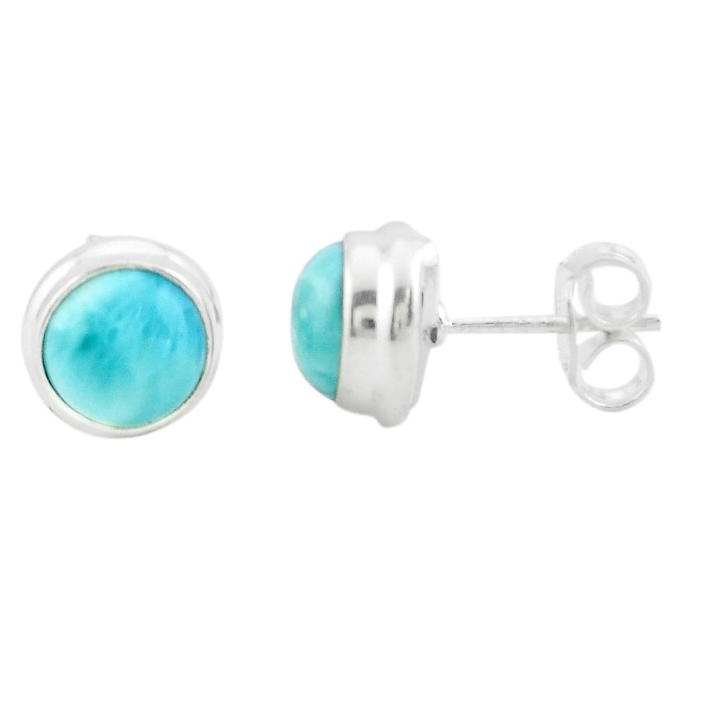 6.15cts natural blue larimar 925 sterling silver stud earrings jewelry p74455