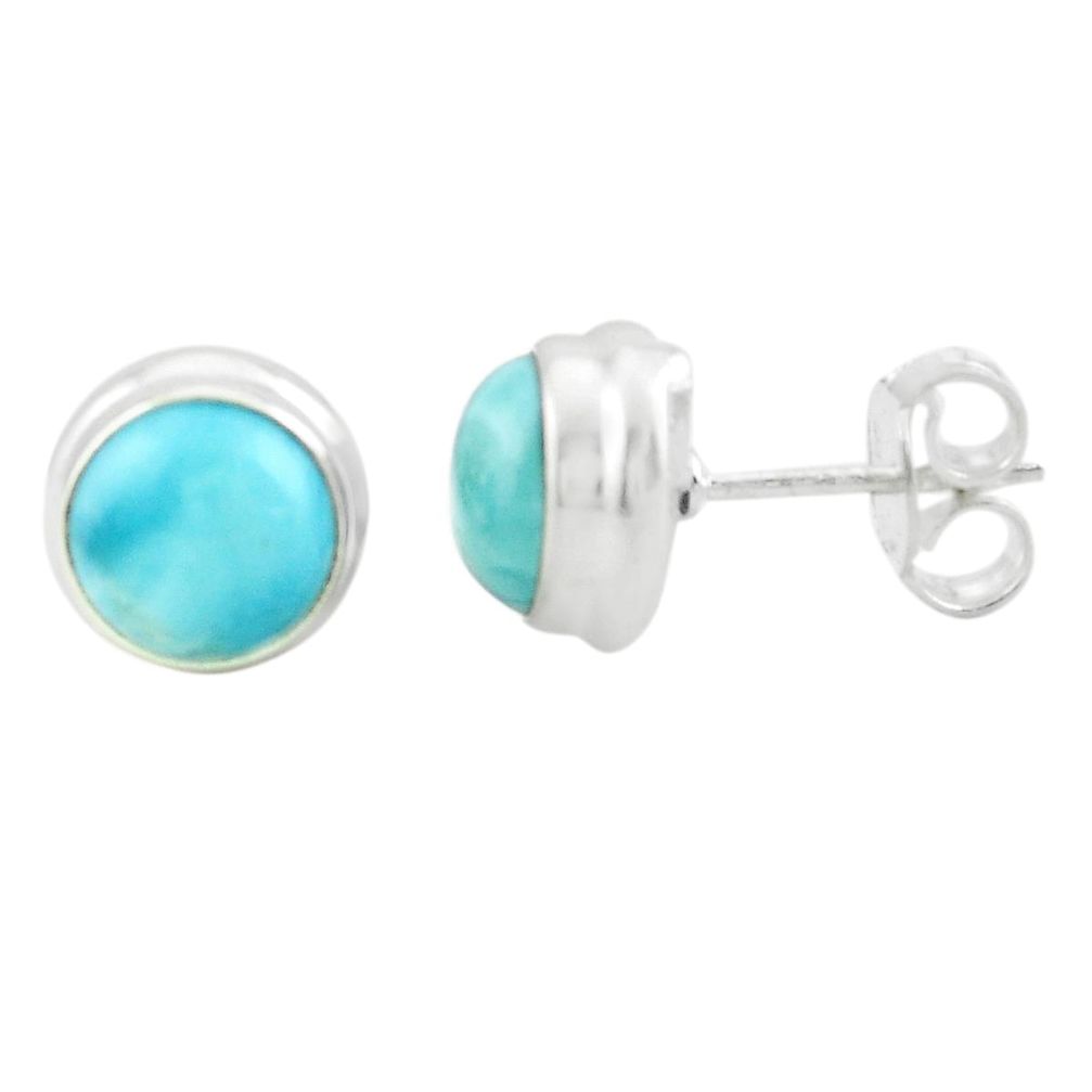 6.27cts natural blue larimar 925 sterling silver stud earrings jewelry p74456