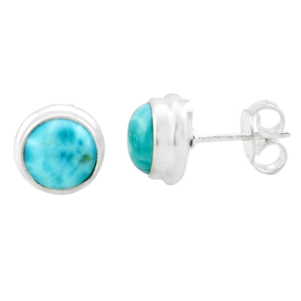 6.27cts natural blue larimar 925 sterling silver stud earrings jewelry p74460