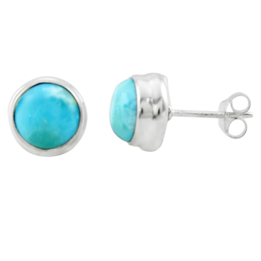 6.27cts natural blue larimar 925 sterling silver stud earrings jewelry p74478
