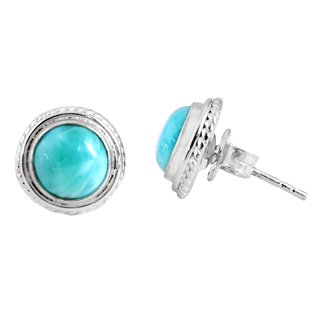 7.04cts natural blue larimar 925 sterling silver stud earrings jewelry p89512