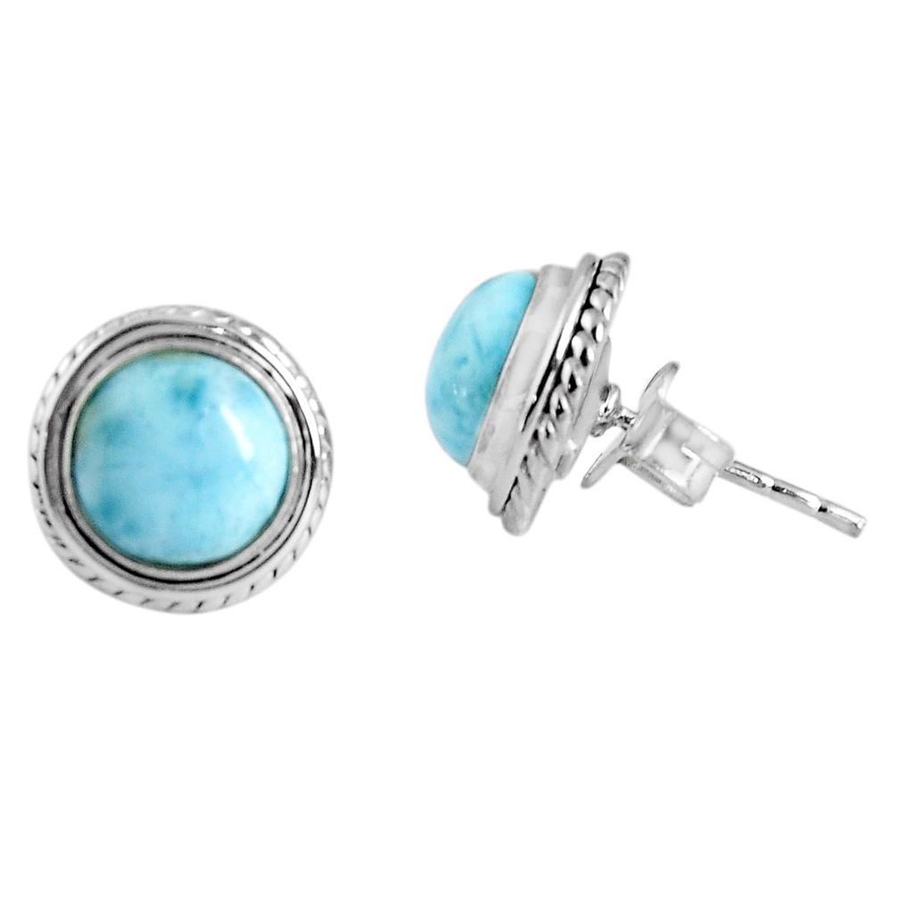 6.57cts natural blue larimar 925 sterling silver stud earrings jewelry p89515