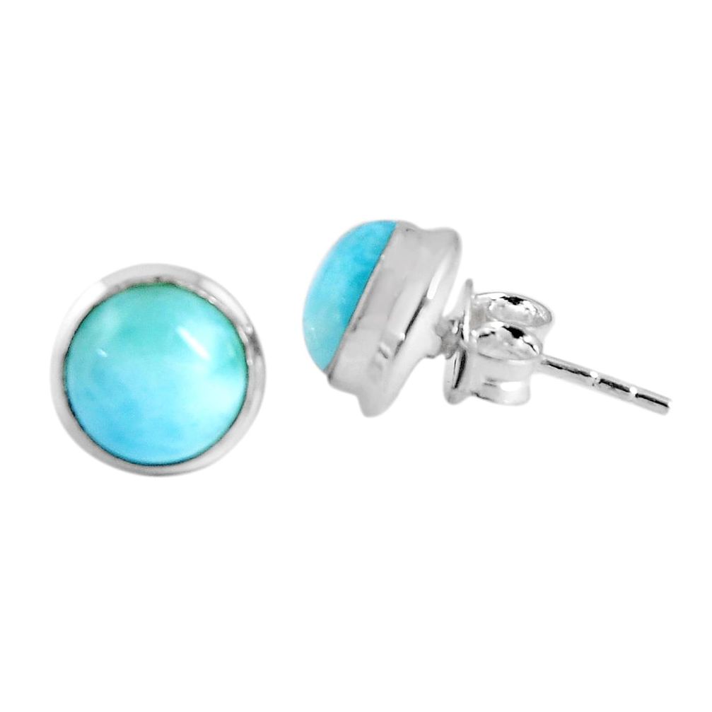 5.92cts natural blue larimar 925 sterling silver stud earrings jewelry p89528