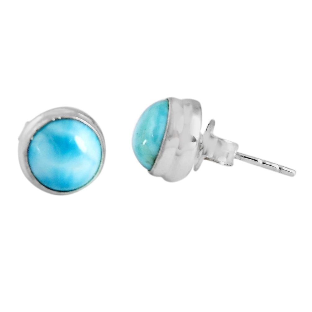 3.69gms natural blue larimar 925 sterling silver stud earrings jewelry p89529