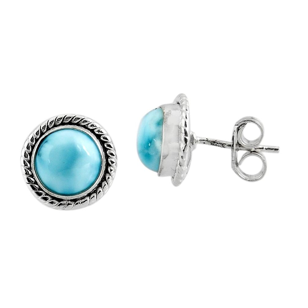 5.84cts natural blue larimar 925 sterling silver stud earrings jewelry p91981