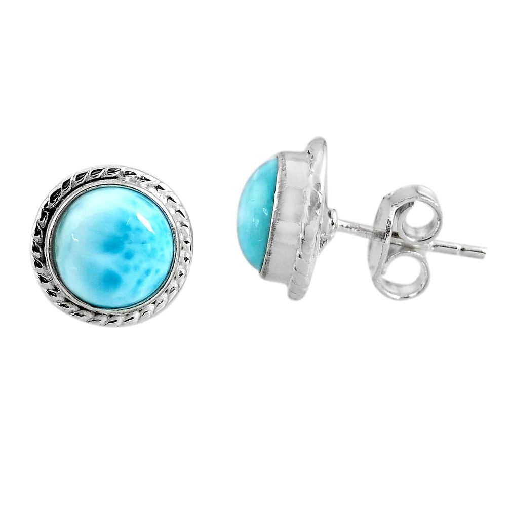 5.64cts natural blue larimar 925 sterling silver stud earrings jewelry p91983