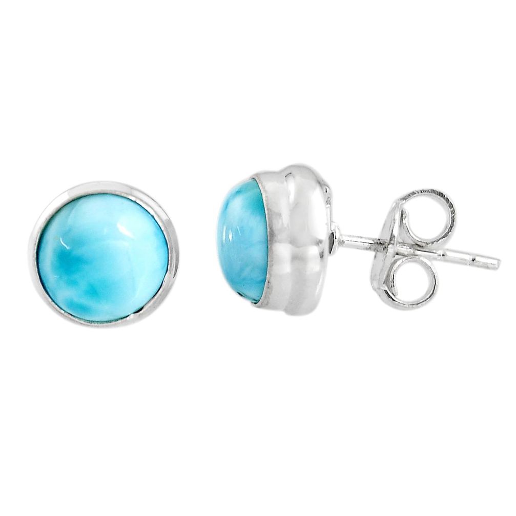5.54cts natural blue larimar 925 sterling silver stud earrings jewelry p91986