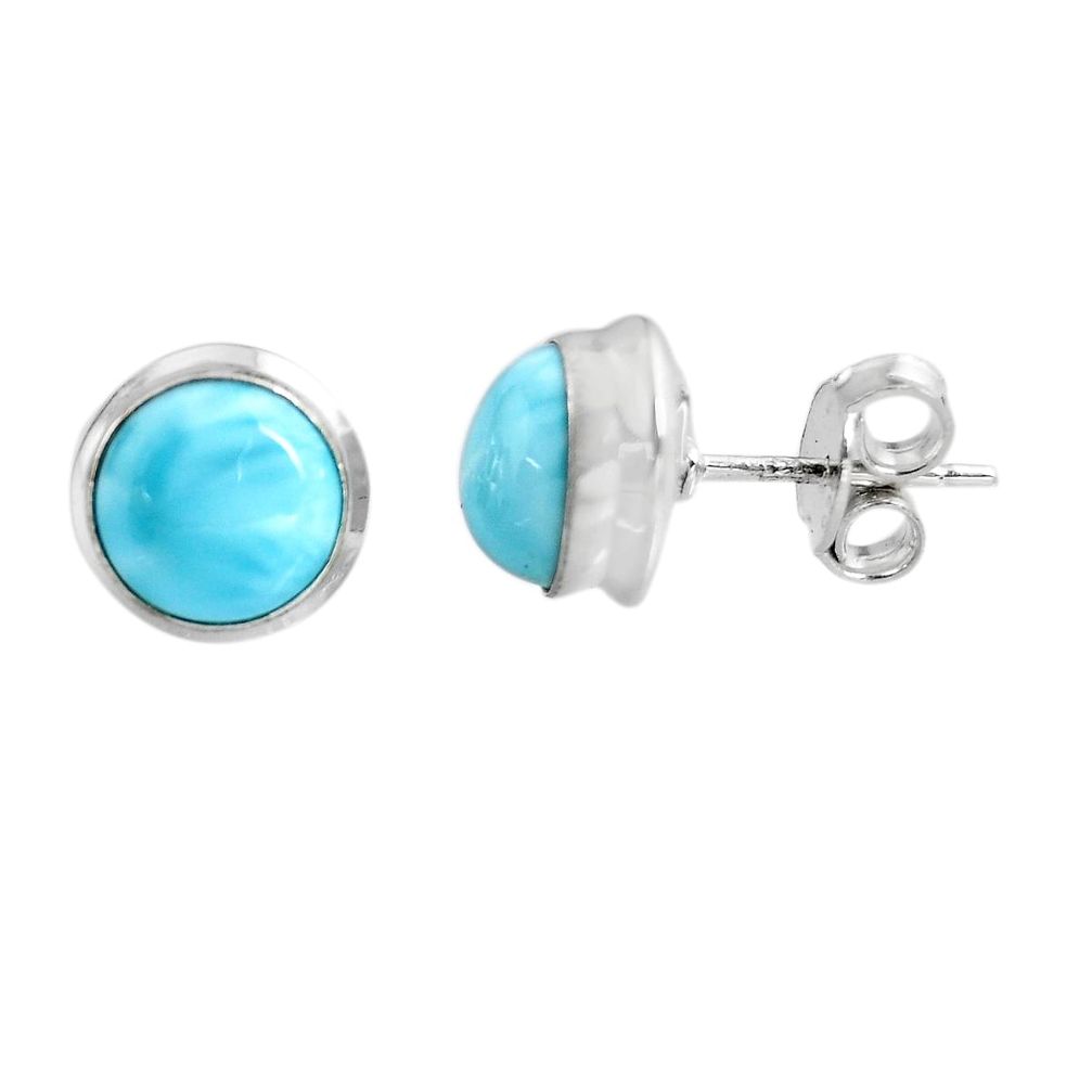 5.22cts natural blue larimar 925 sterling silver stud earrings jewelry p91987