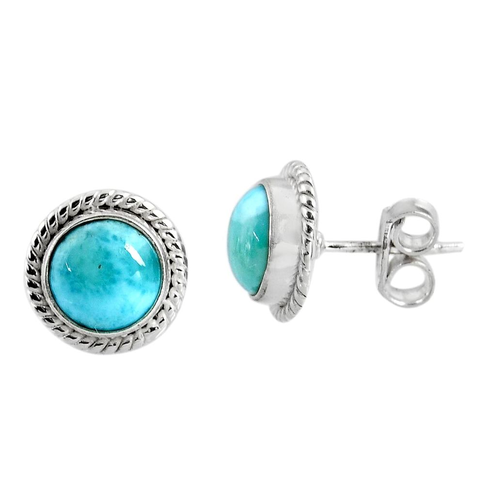 5.64cts natural blue larimar 925 sterling silver stud earrings jewelry p91991