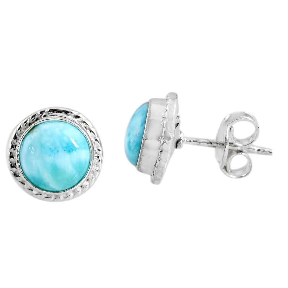 5.45cts natural blue larimar 925 sterling silver stud earrings jewelry p91993