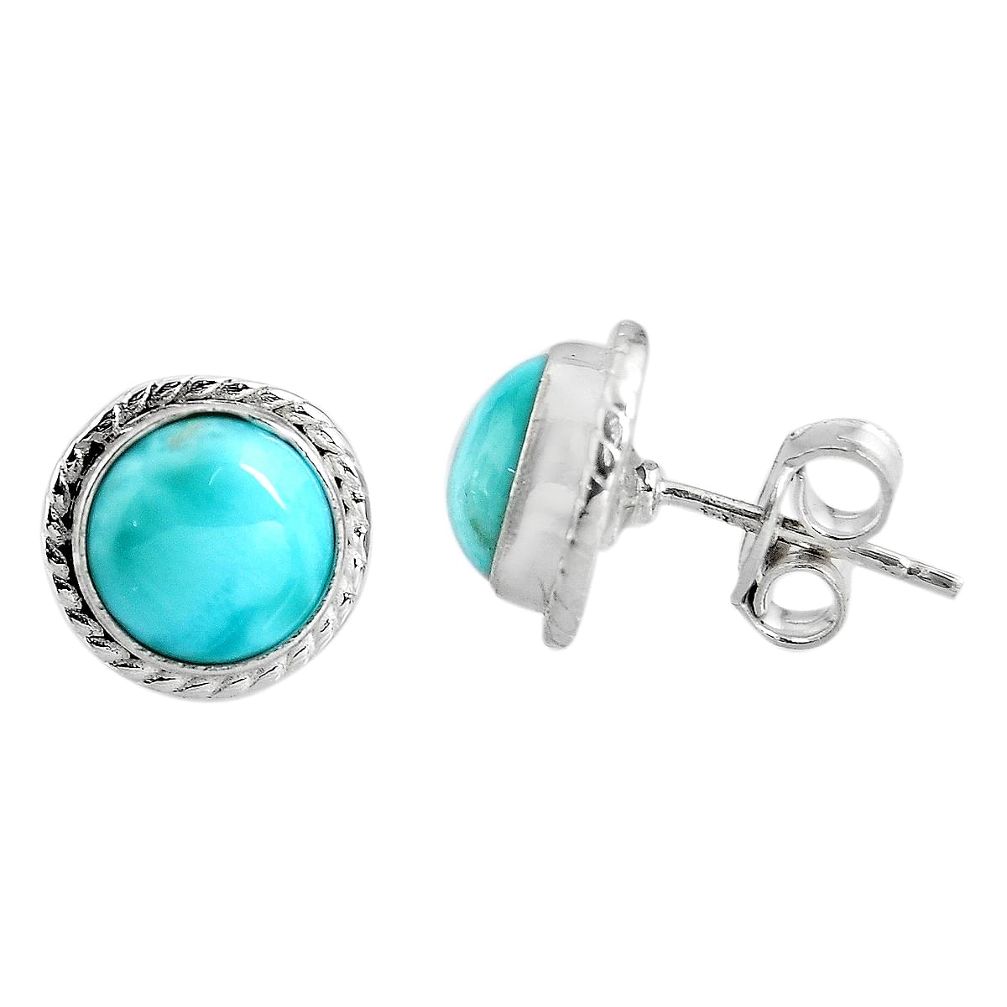 5.45cts natural blue larimar 925 sterling silver stud earrings jewelry p91994