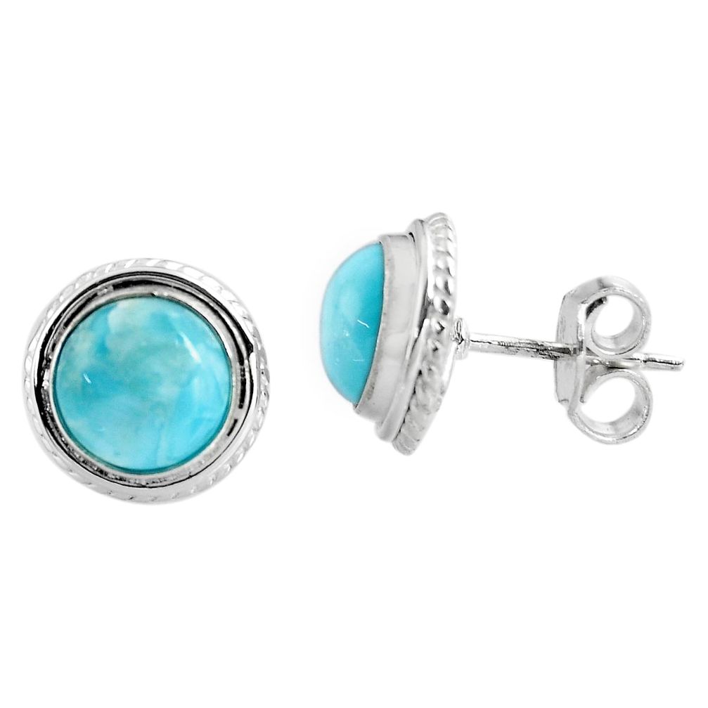 5.63cts natural blue larimar 925 sterling silver stud earrings jewelry p91997