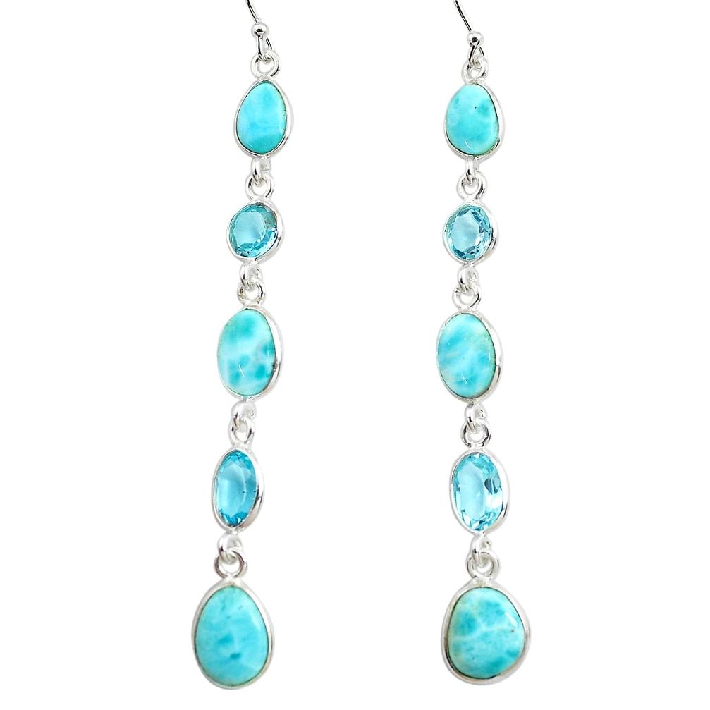 16.49cts natural blue larimar topaz 925 sterling silver earrings jewelry p71261