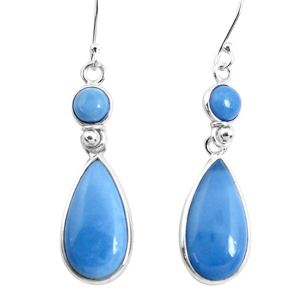 16.71cts natural blue owyhee opal 925 sterling silver dangle earrings p48015