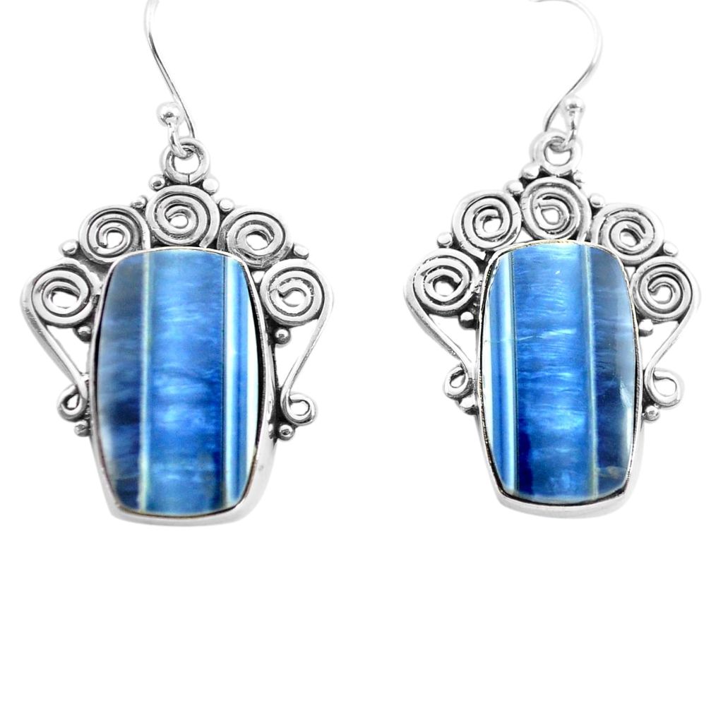 19.82cts natural blue owyhee opal 925 sterling silver dangle earrings p72720