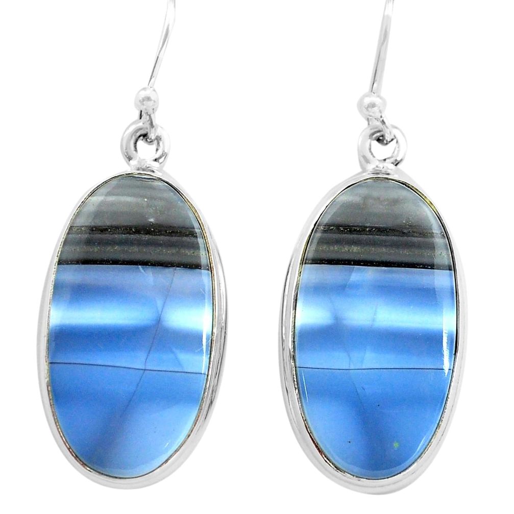 21.68cts natural blue owyhee opal 925 sterling silver dangle earrings p72778