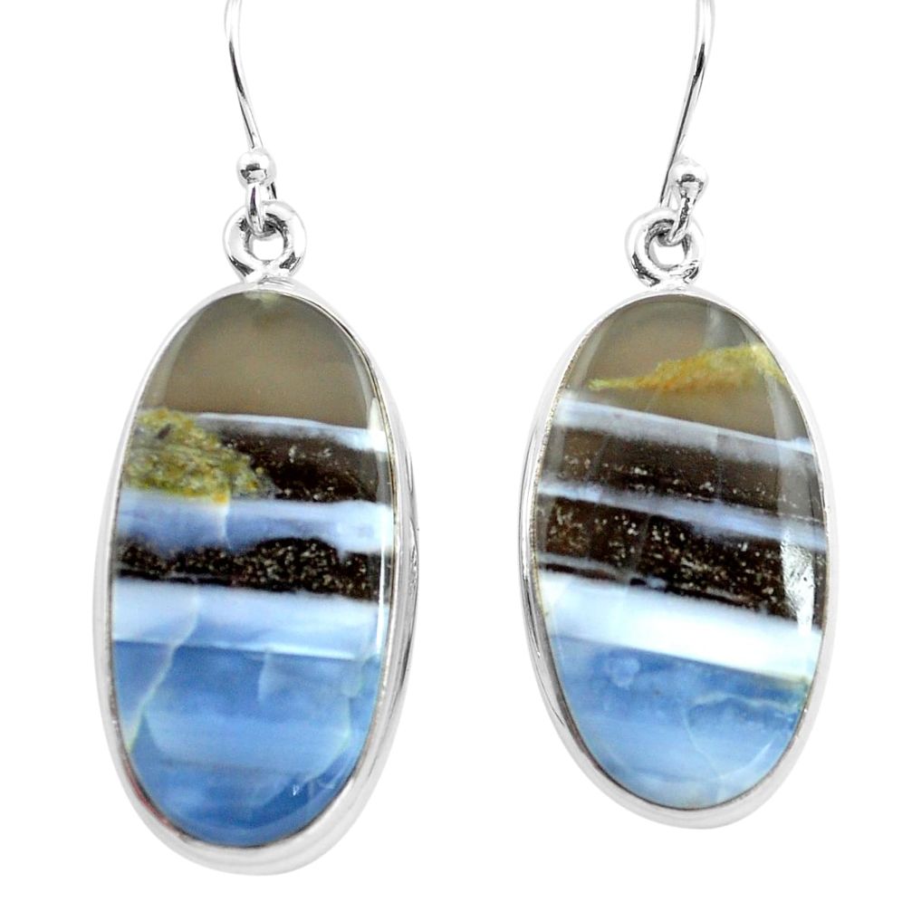 24.00cts natural blue owyhee opal 925 sterling silver dangle earrings p72780