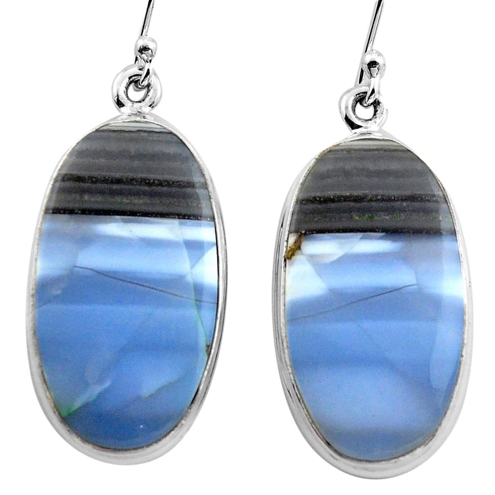 23.46cts natural blue owyhee opal 925 sterling silver dangle earrings p88769