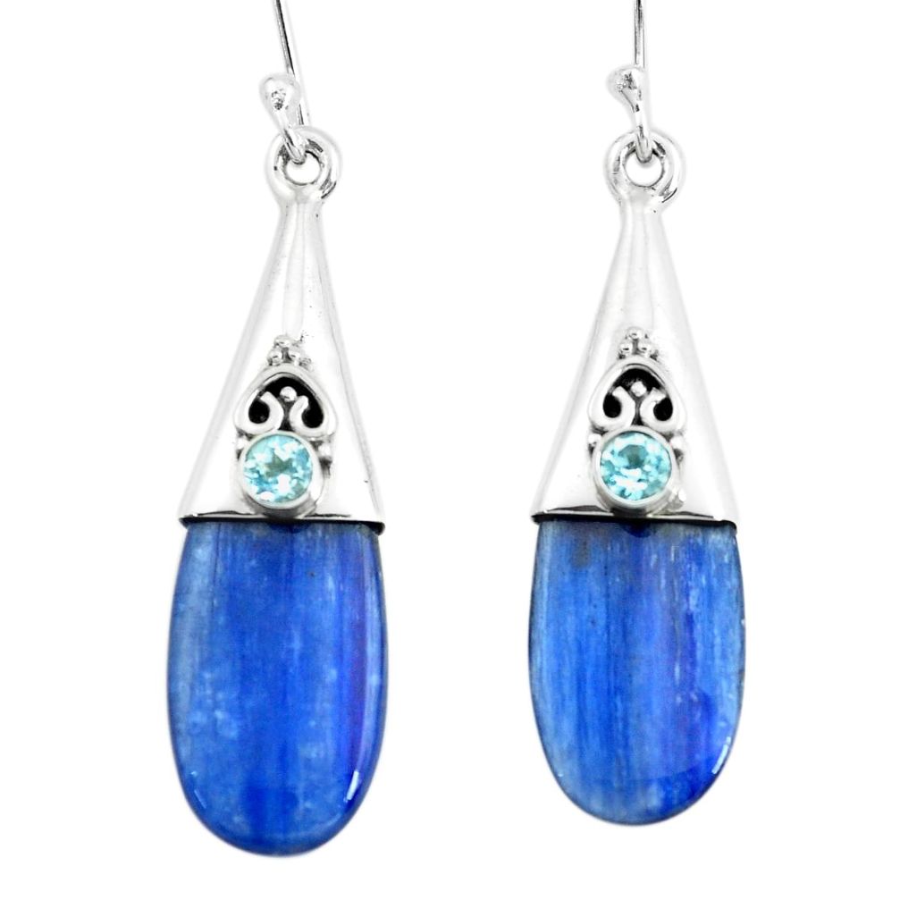 11.08cts natural blue owyhee opal topaz 925 silver dangle earrings p66441