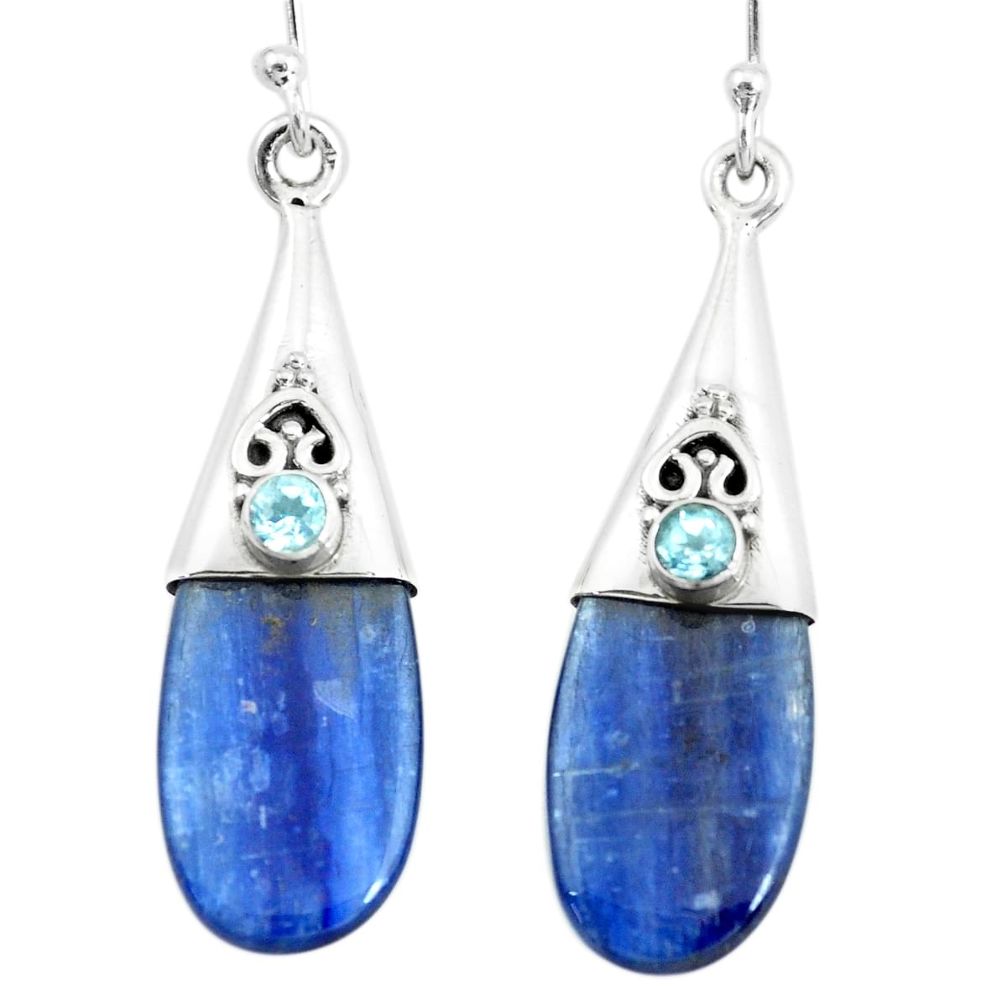 12.66cts natural blue owyhee opal topaz 925 silver dangle earrings p66453
