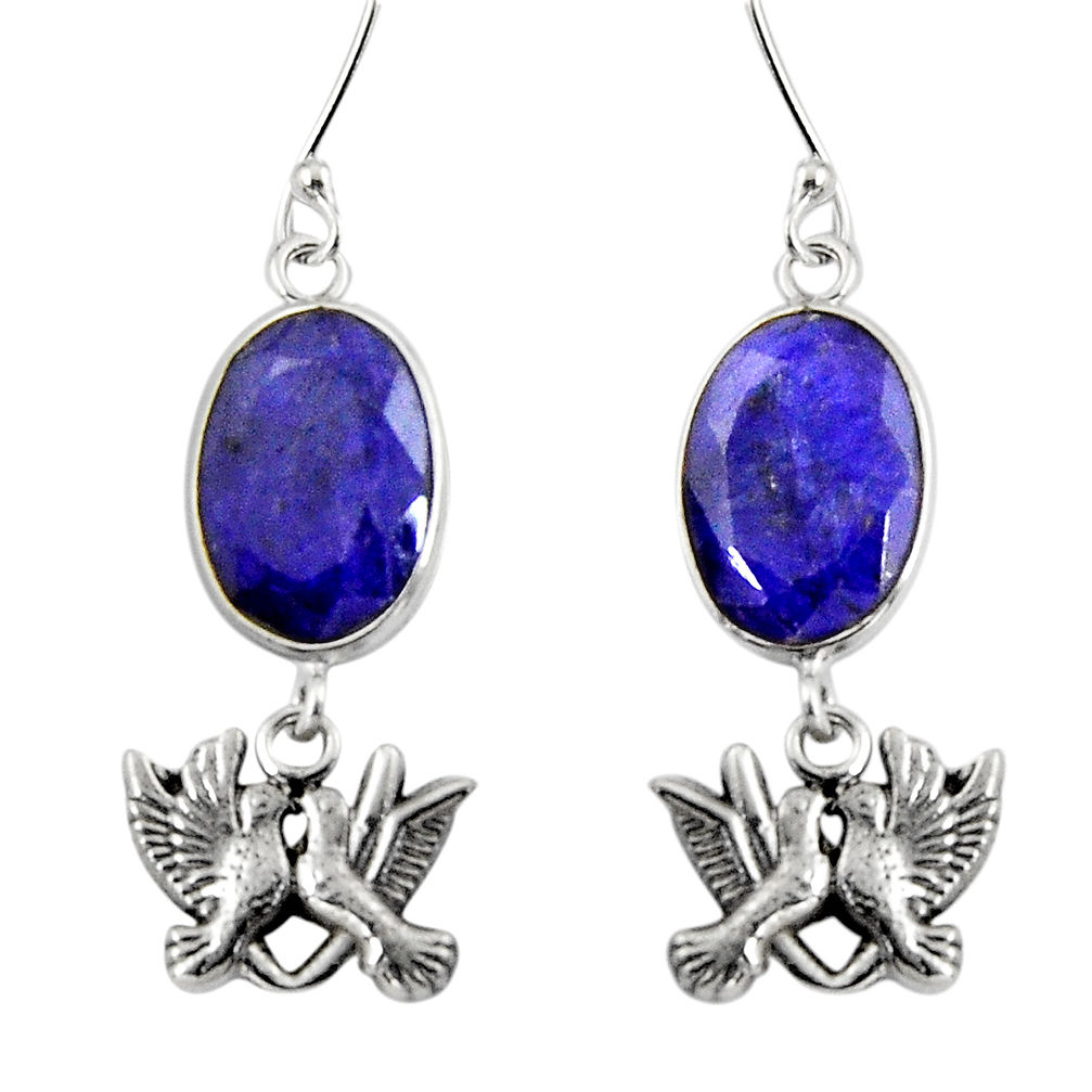 13.46cts natural blue sapphire 925 sterling silver love birds earrings d32398