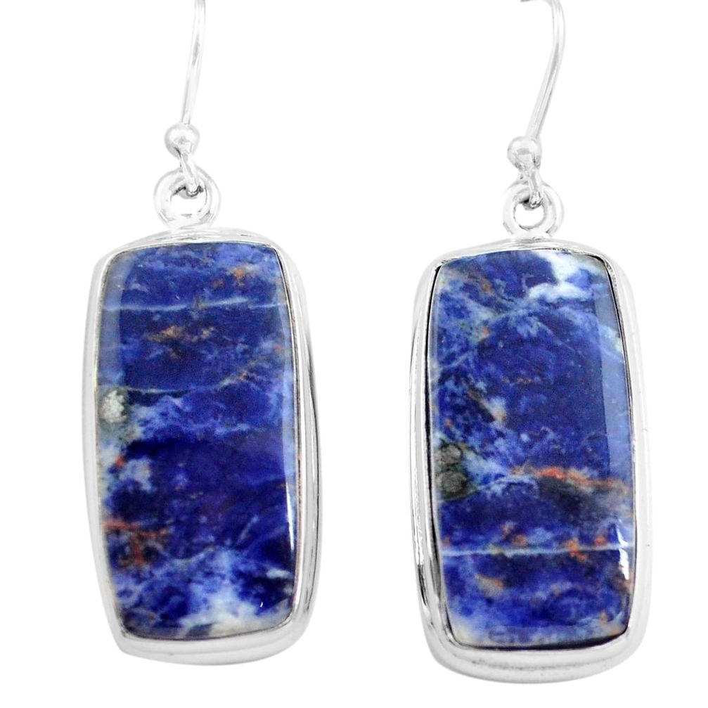 22.59cts natural blue sodalite 925 sterling silver dangle earrings p72789