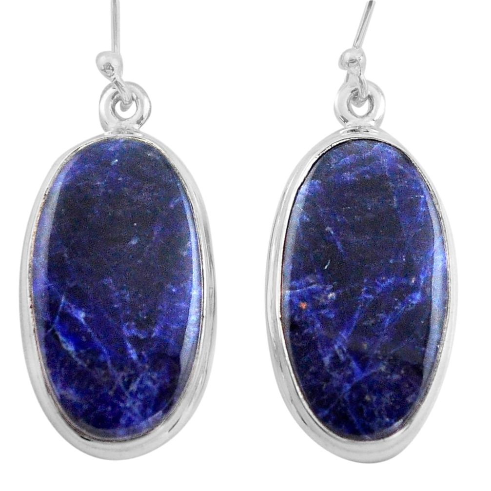 20.51cts natural blue sodalite 925 sterling silver dangle earrings p88750