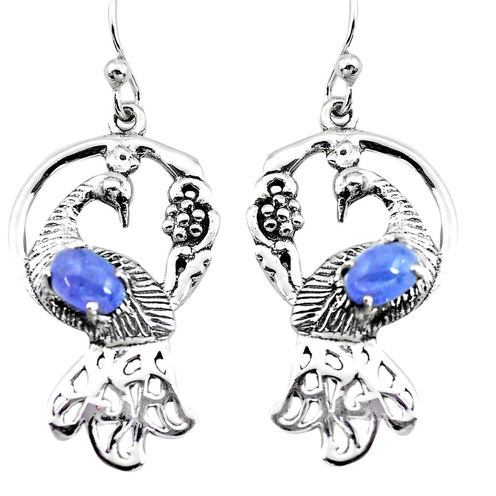 4.51cts natural blue tanzanite 925 silver dangle peacock earrings d31534