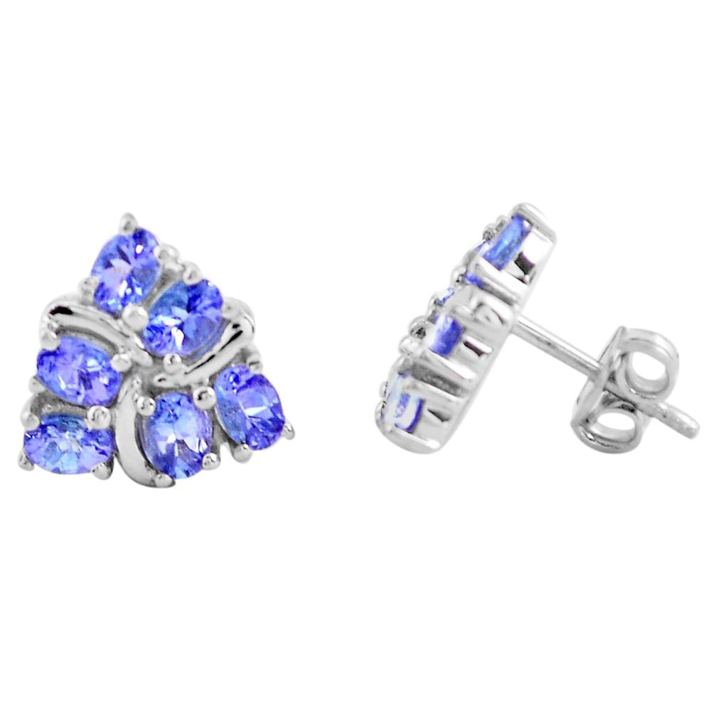 6.19cts natural blue tanzanite 925 sterling silver earrings jewelry c4533