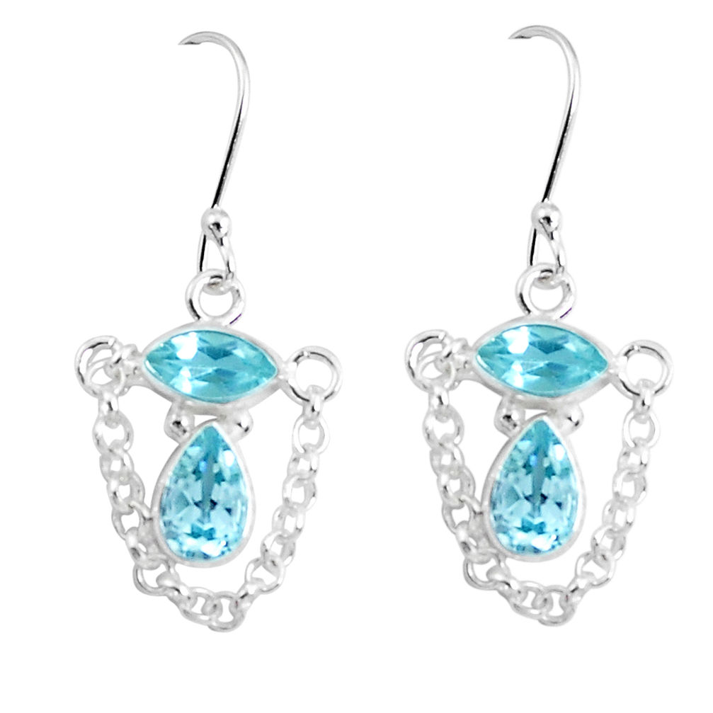 5.64cts natural blue topaz 925 sterling silver dangle earrings jewelry p45677