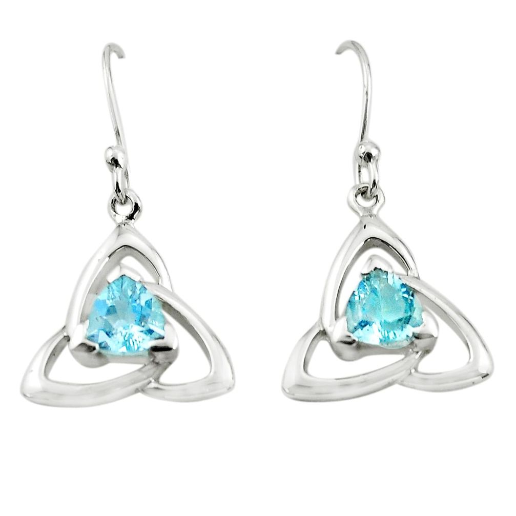 2.42cts natural blue topaz 925 sterling silver dangle earrings jewelry p62640