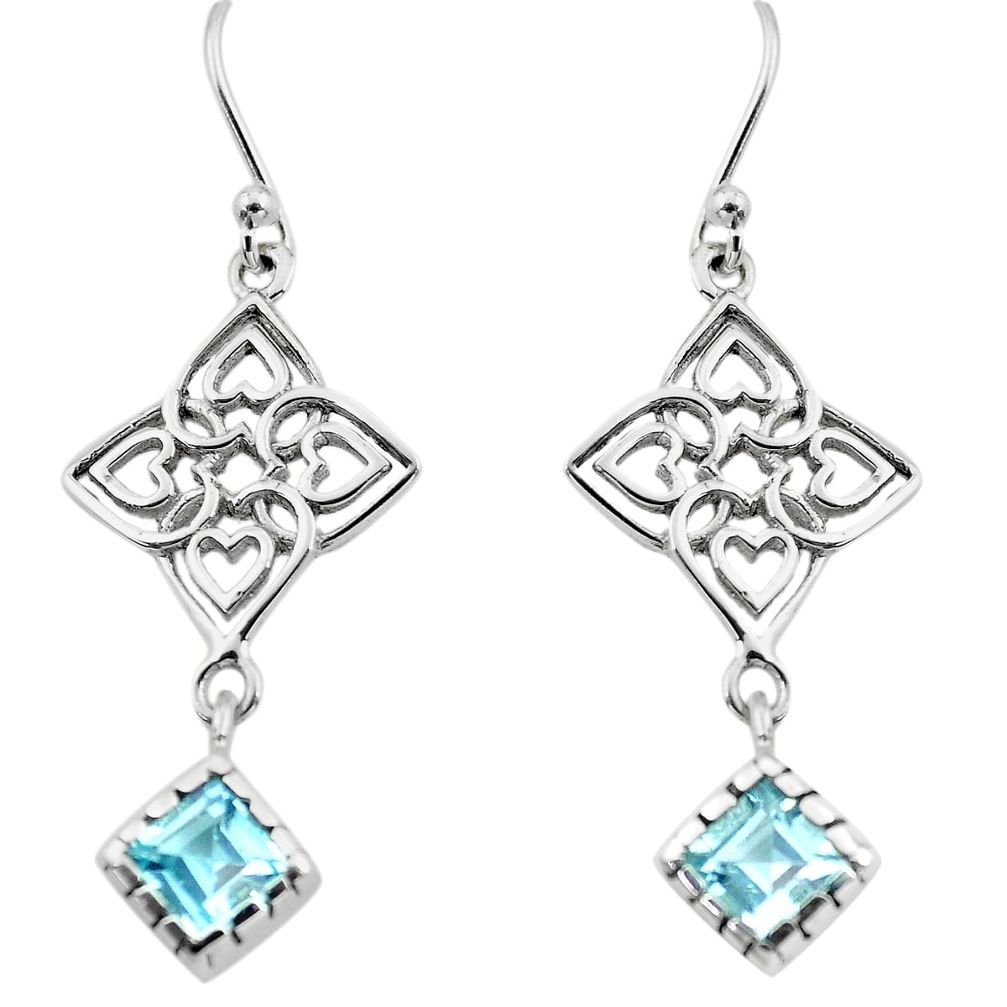 5.54cts natural blue topaz 925 sterling silver dangle earrings jewelry p73612