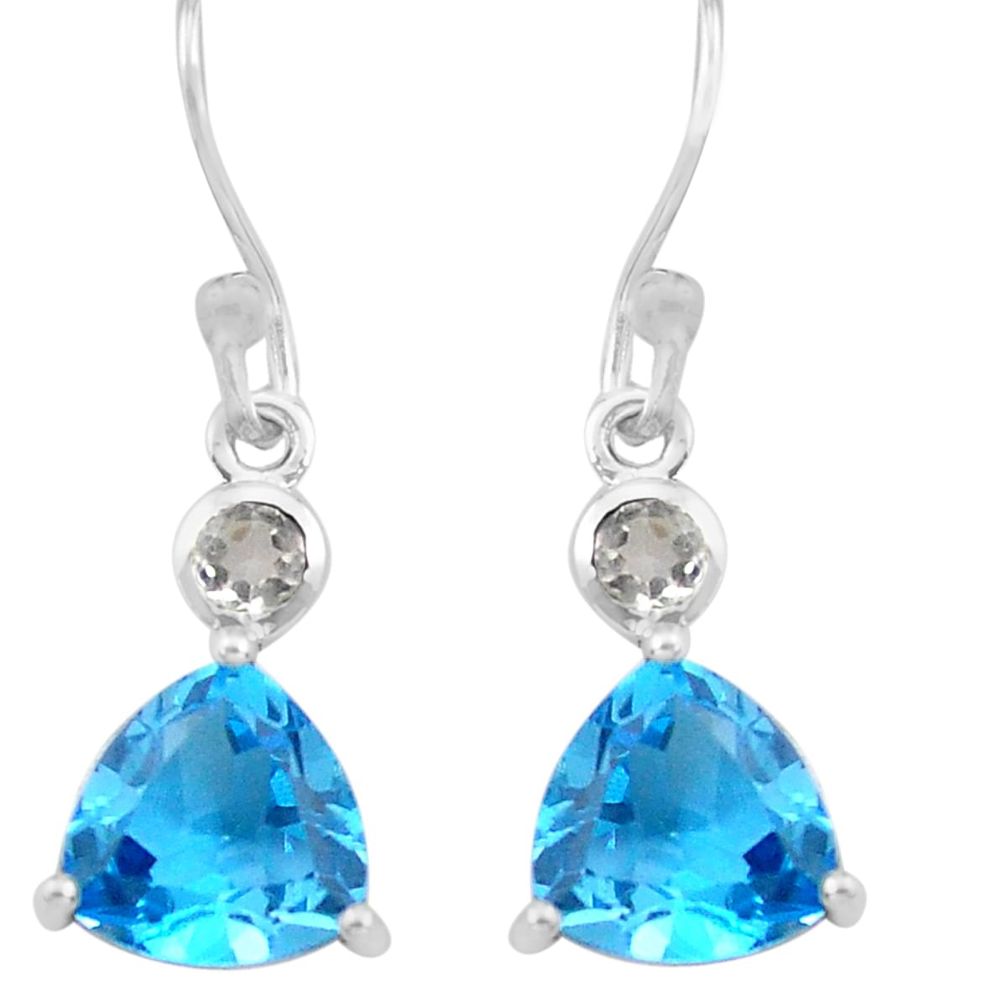 5.55cts natural blue topaz 925 sterling silver dangle earrings jewelry p82209