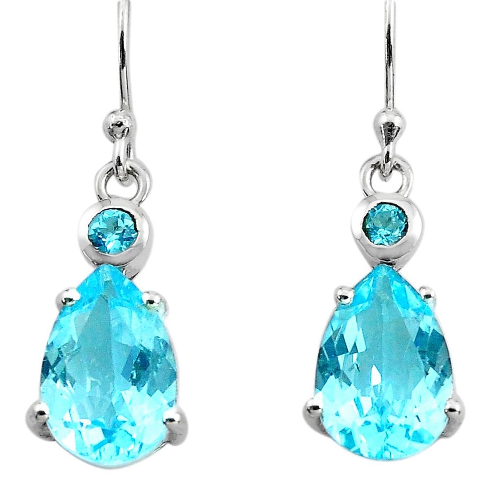 8.80cts natural blue topaz 925 sterling silver dangle earrings jewelry p82343