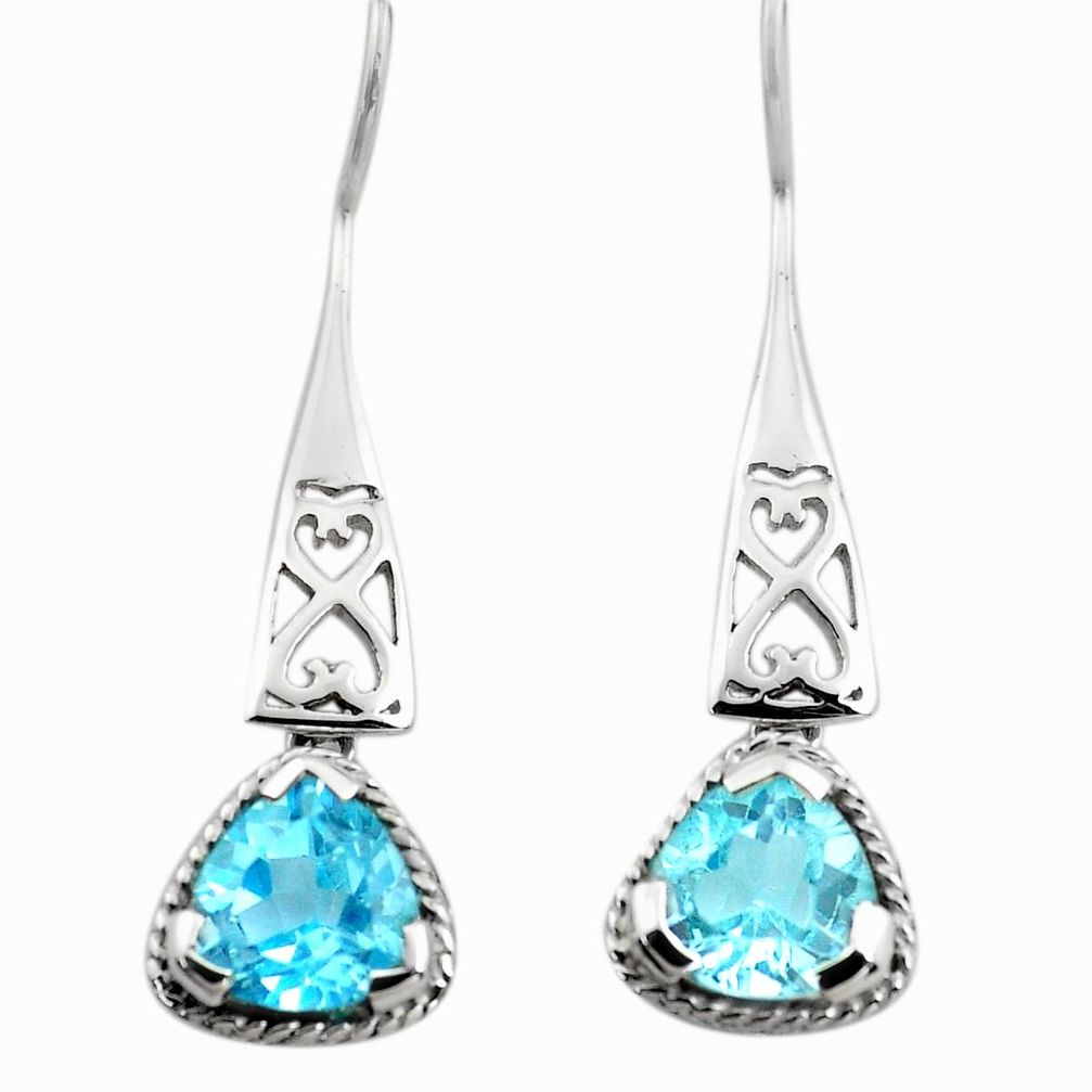 7.04cts natural blue topaz 925 sterling silver dangle earrings jewelry p84048