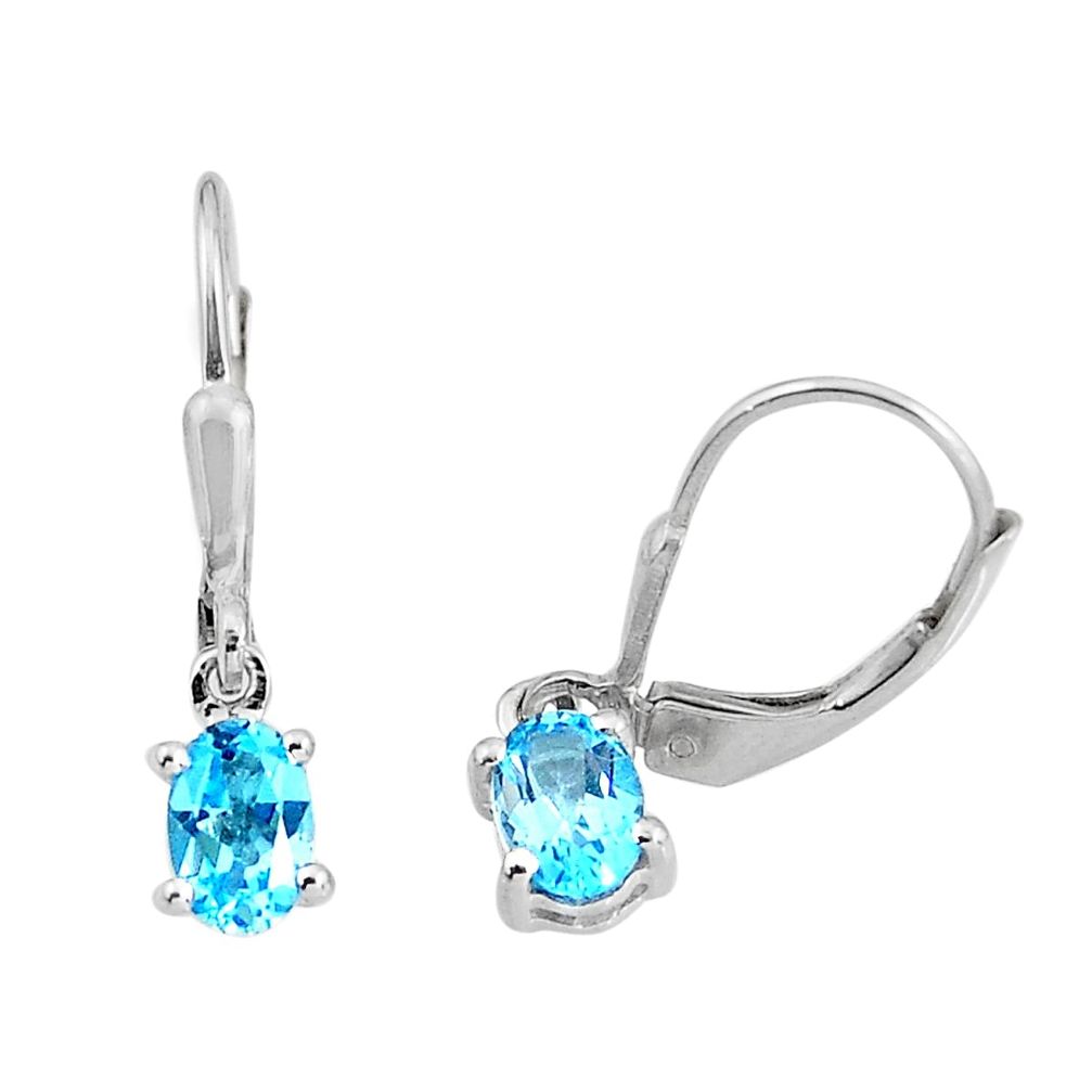 1.86cts natural blue topaz 925 sterling silver earrings jewelry c5481