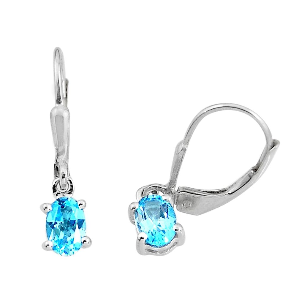 1.82cts natural blue topaz 925 sterling silver earrings jewelry c5482