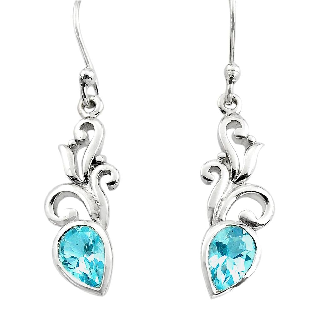 3.21cts natural blue topaz 925 sterling silver heart love earrings p82374