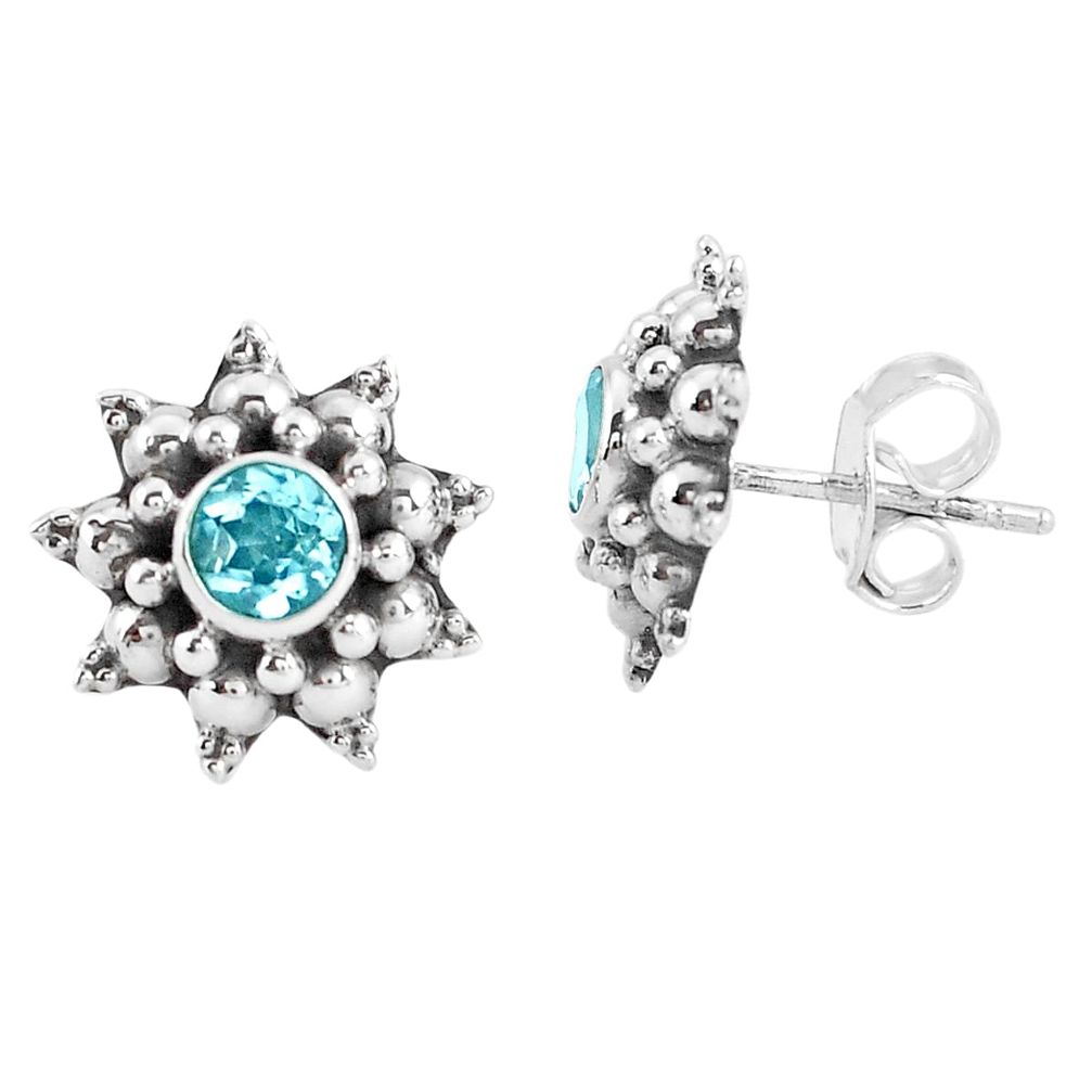 2.09cts natural blue topaz 925 sterling silver stud earrings jewelry p48842