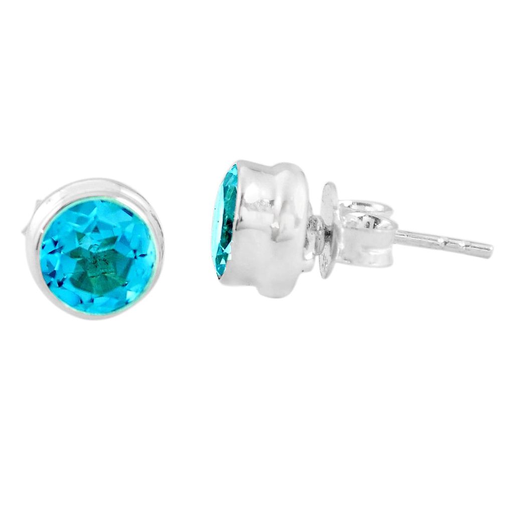 5.51cts natural blue topaz 925 sterling silver stud earrings jewelry p54123
