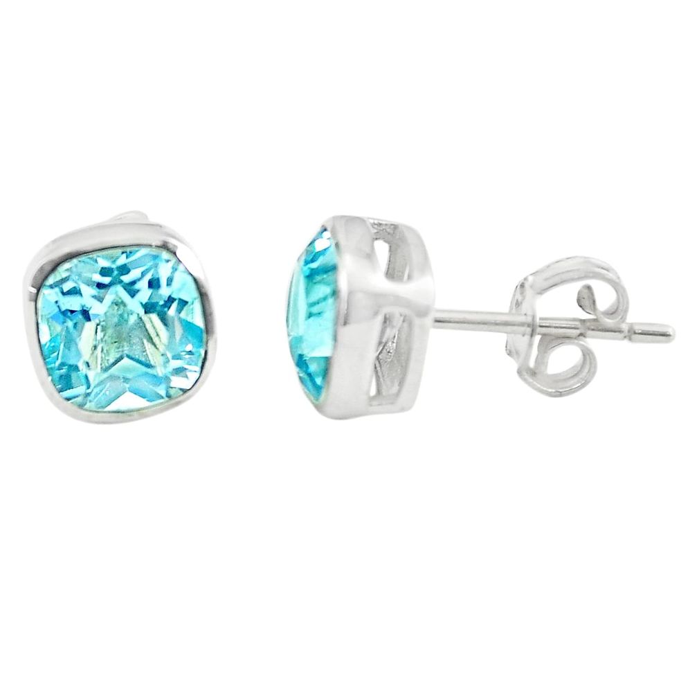 4.60cts natural blue topaz 925 sterling silver stud earrings jewelry p73519