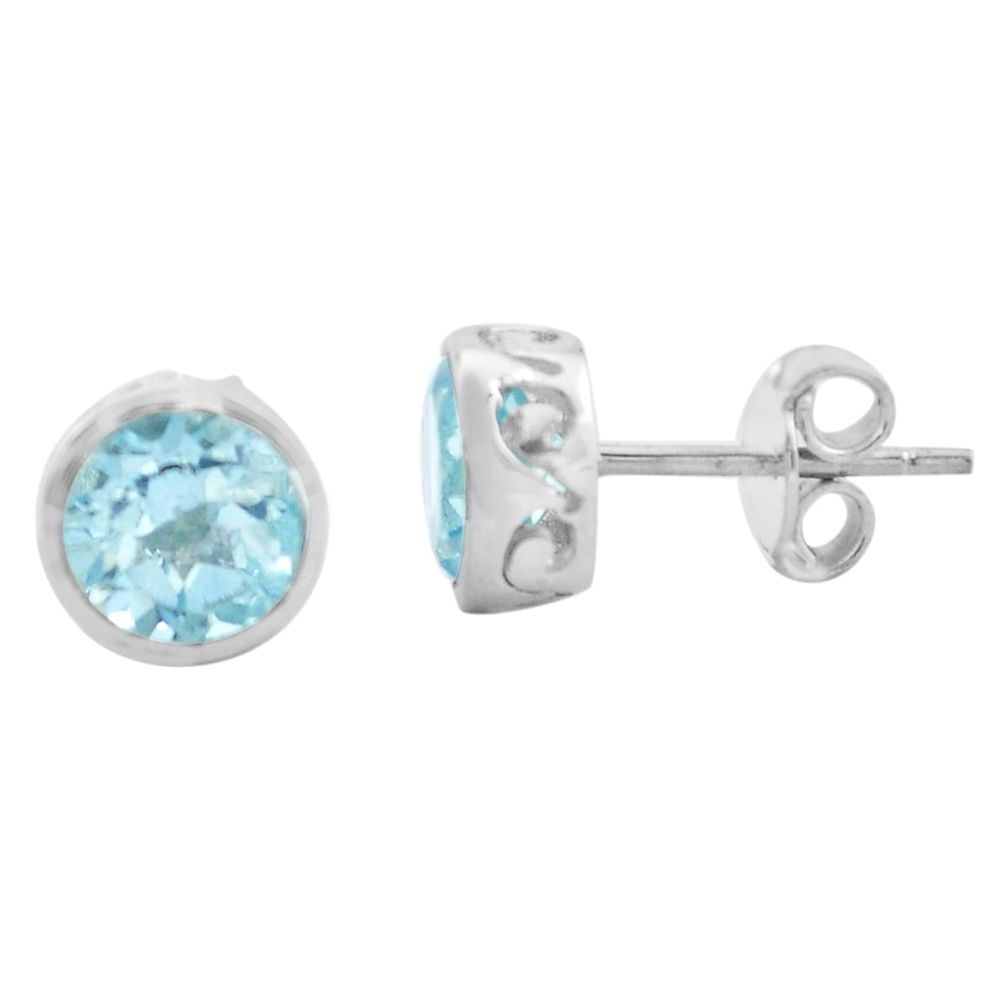 4.72cts natural blue topaz 925 sterling silver stud earrings jewelry p82293