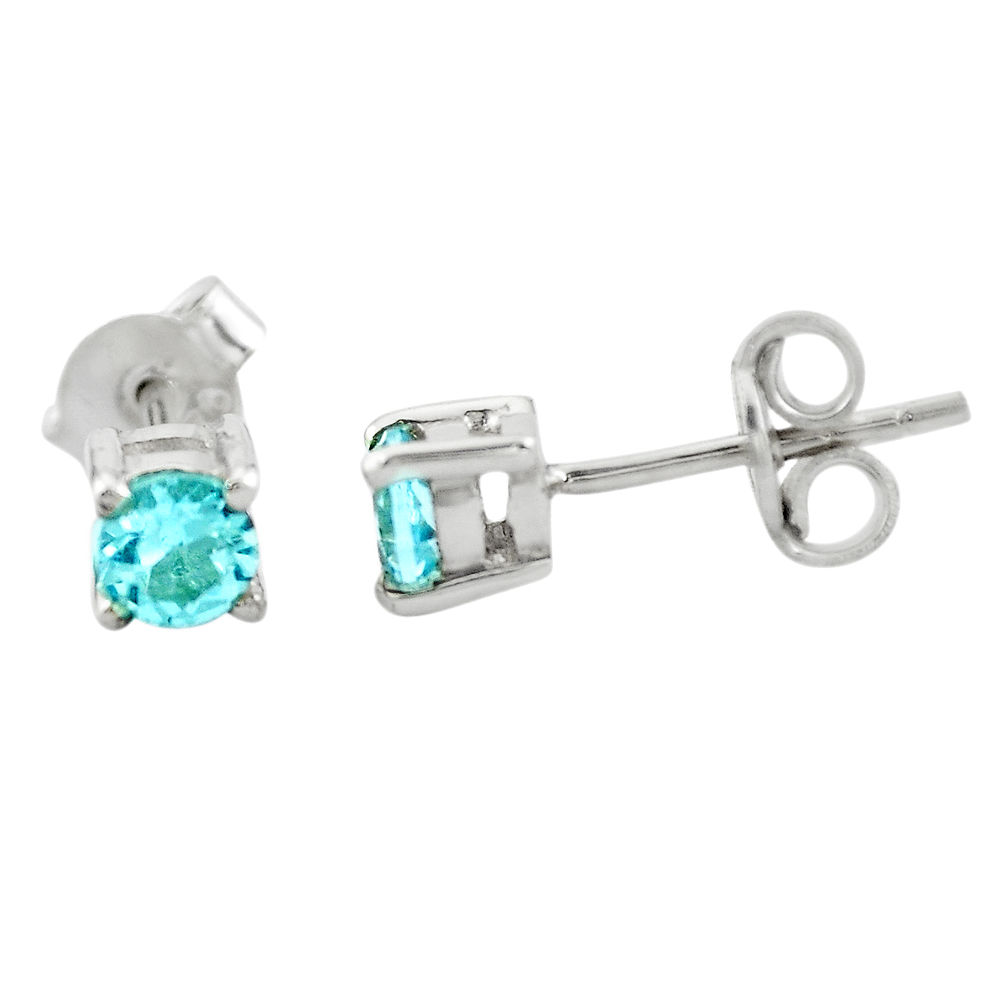 0.54cts natural blue topaz 925 sterling silver stud earrings jewelry p82439