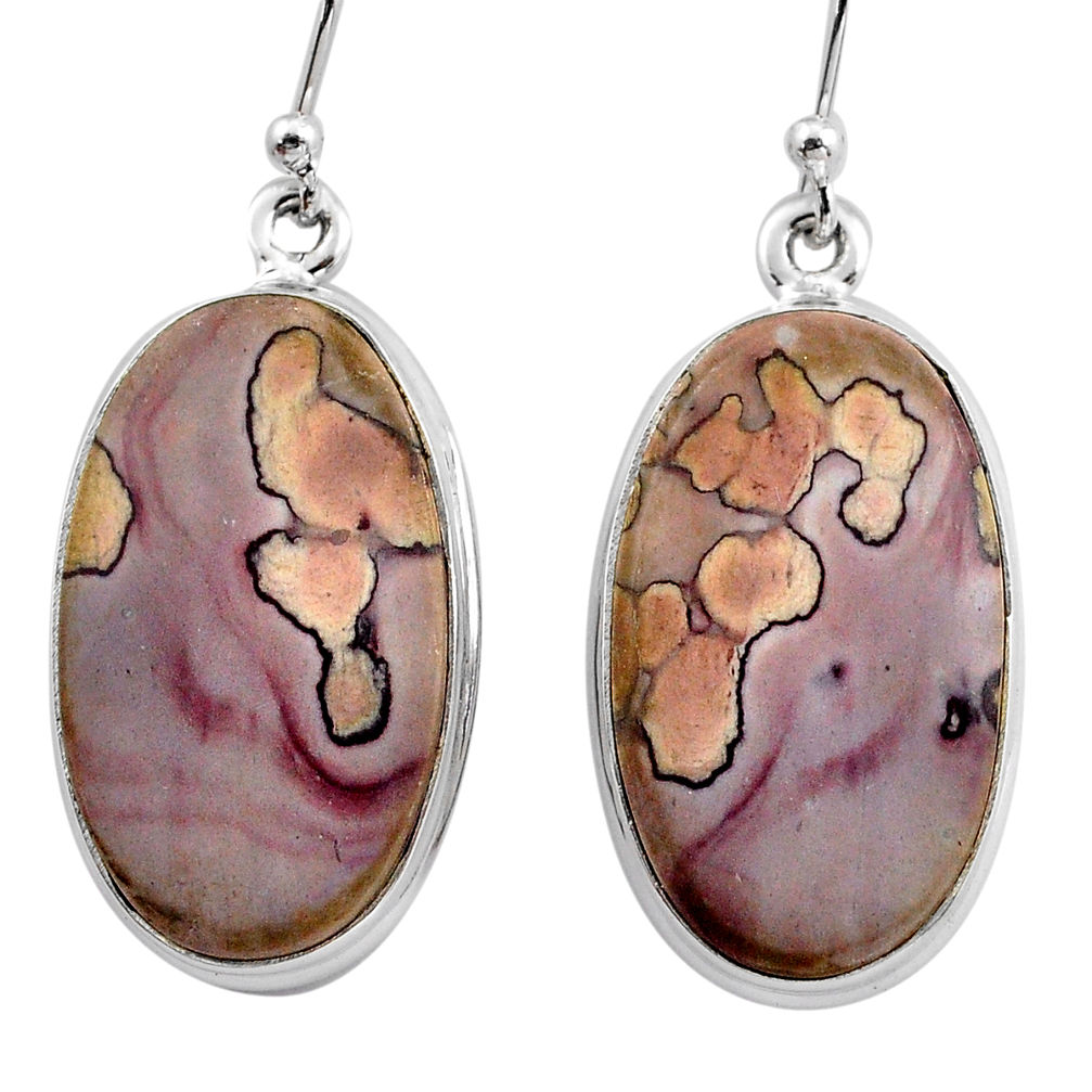 22.07cts natural brown coffee bean jasper 925 silver dangle earrings p88718