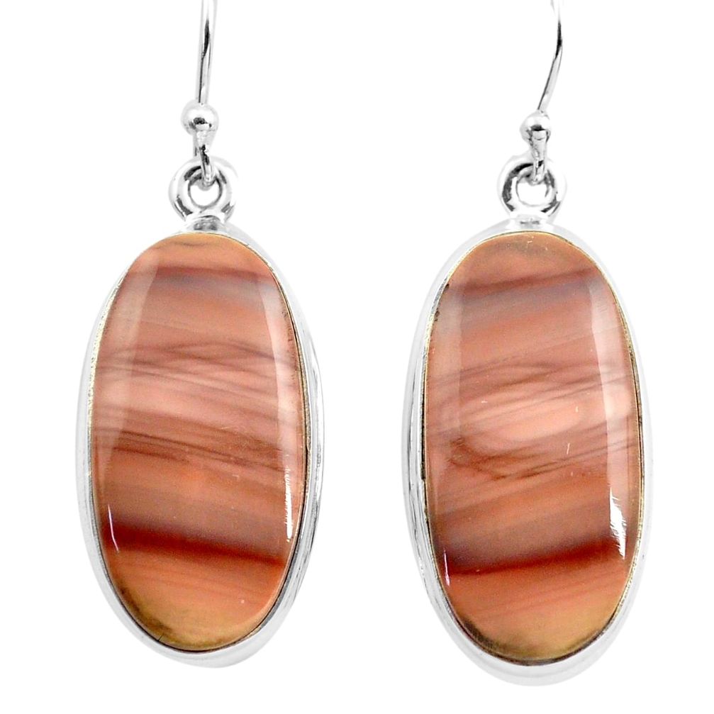 22.05cts natural brown imperial jasper 925 silver dangle earrings jewelry p72773