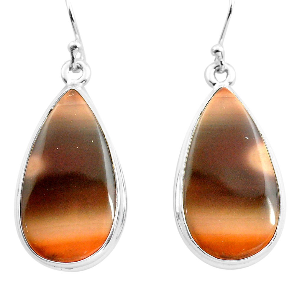 21.48cts natural brown imperial jasper 925 silver dangle earrings jewelry p72774