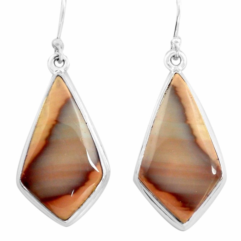 21.48cts natural brown imperial jasper 925 silver dangle earrings jewelry p72776